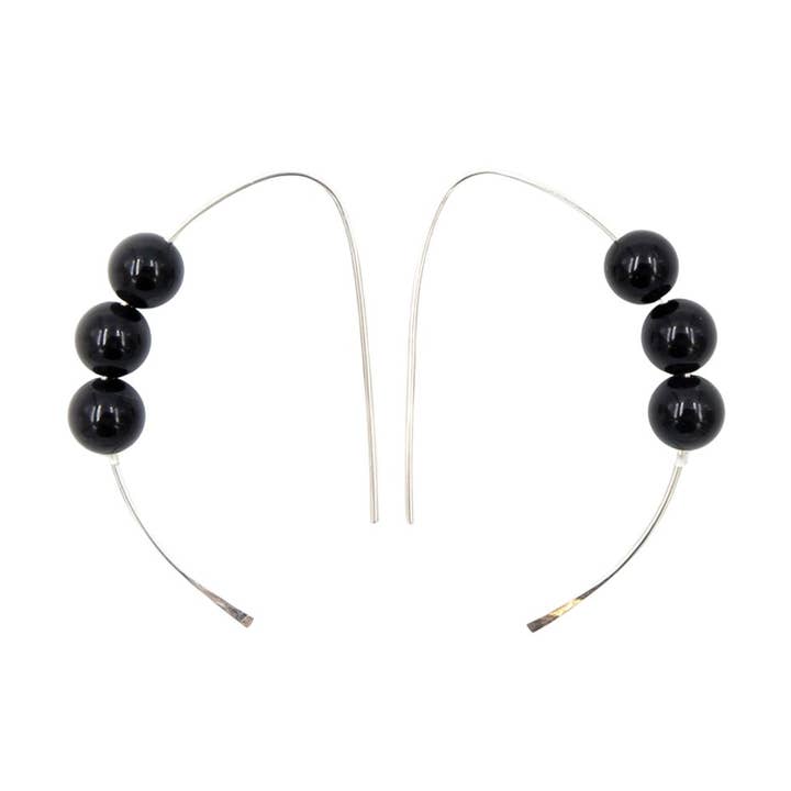 Boucles d'oreilles en argent sterling Onyx Curves ~ Black Stone pour la vente par Earth Song Jewelry