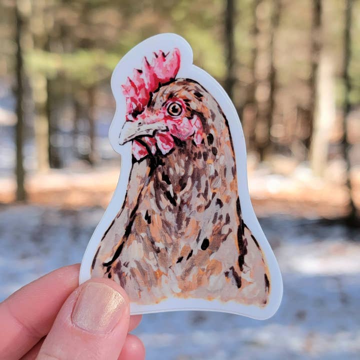 Chicken Face Vinyl Sticker for wholesale by The Cranberry Finch