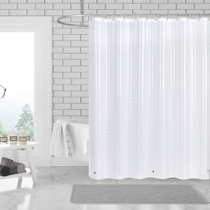 ShopBobbys – wholesale Shower curtain – 3D PEVA Sqaure Grommet Shower Liner With Magnetic Weighted Bottom, 70x72 Inches2
