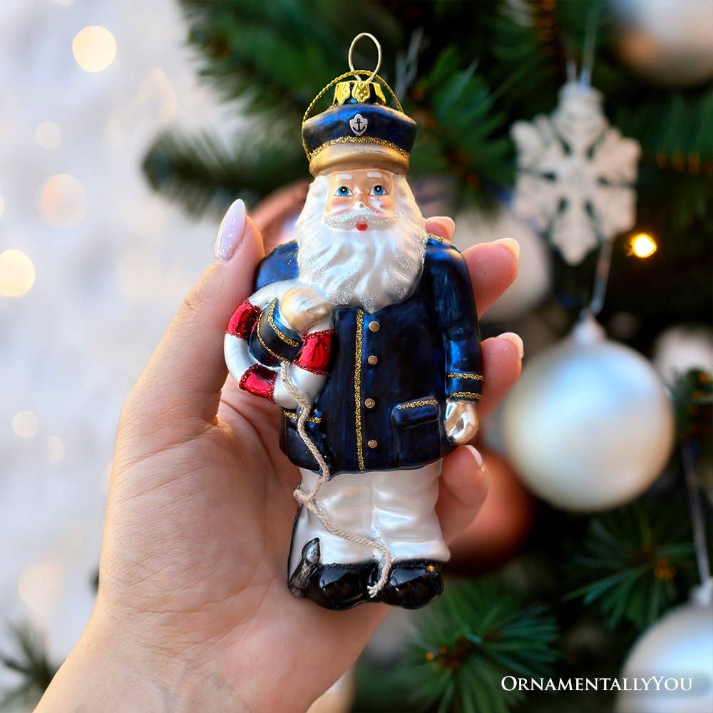 OrnamentallyYou – Ornamento por atacado – Enfeite de Vidro Papai Noel Capitão de Navio3