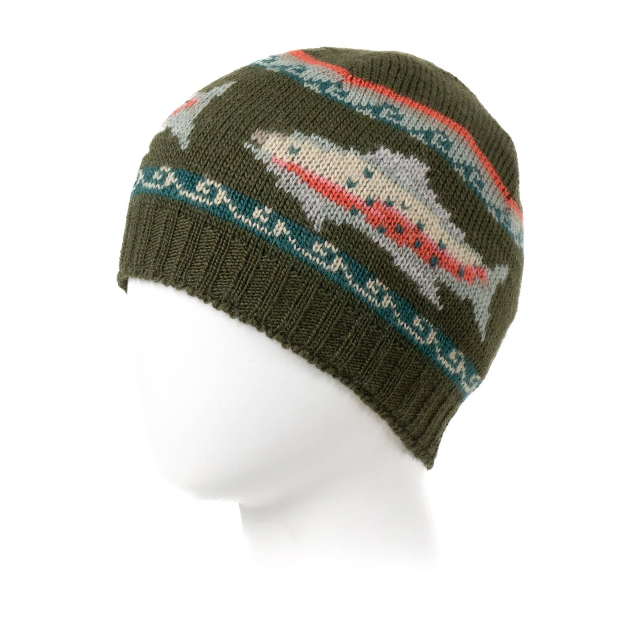 Lost Horizons Knitwear – Ships from USA - Vente Bonnet – homme - Bonnet en laine avec motif de truite6