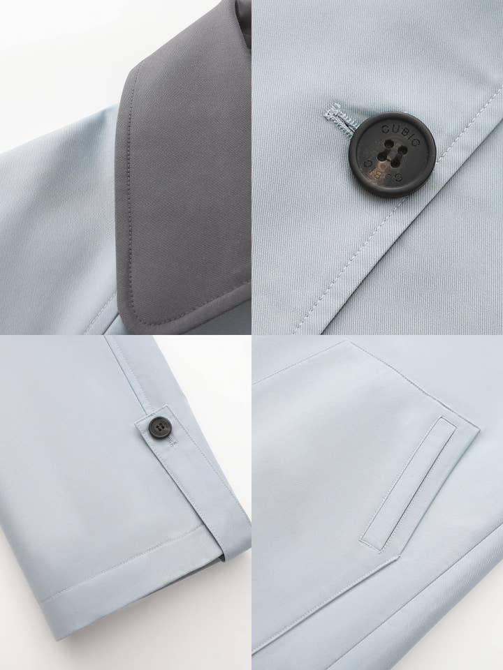 CUBIC - Wholesale Trench Coat - Women's - Color-Blocked Collar Long Trench Coat2