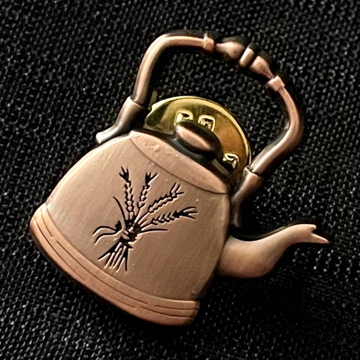 Wax Moon - Wholesale Lapel Pin/Button - Teapot Pin in Antique Silver or Copper Color0
