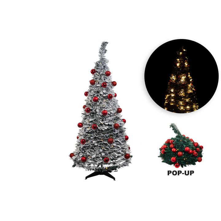 Sapin Pop'Up Enneigé+Boules Rouge H.150 Cm #1358 pour la vente par CP INTERNATIONAL