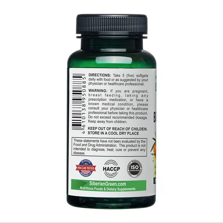 SiberianGreen - Wholesale Oral Supplement/Vitamin - Siberian Sea Buckthorn Oil 200 Softgels Cold Pressed Unrefin