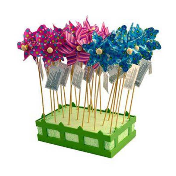 Magni ApS - Wholesale Classic Toy - Kids - Mixed Windmills in a basket, multi colors0