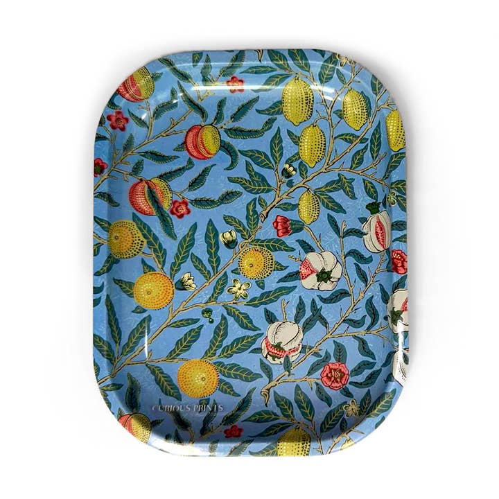 Curious Prints - Wholesale Decorative Tray - Small Metal Vintage William Morris Summer Fruit Trinket Tray0
