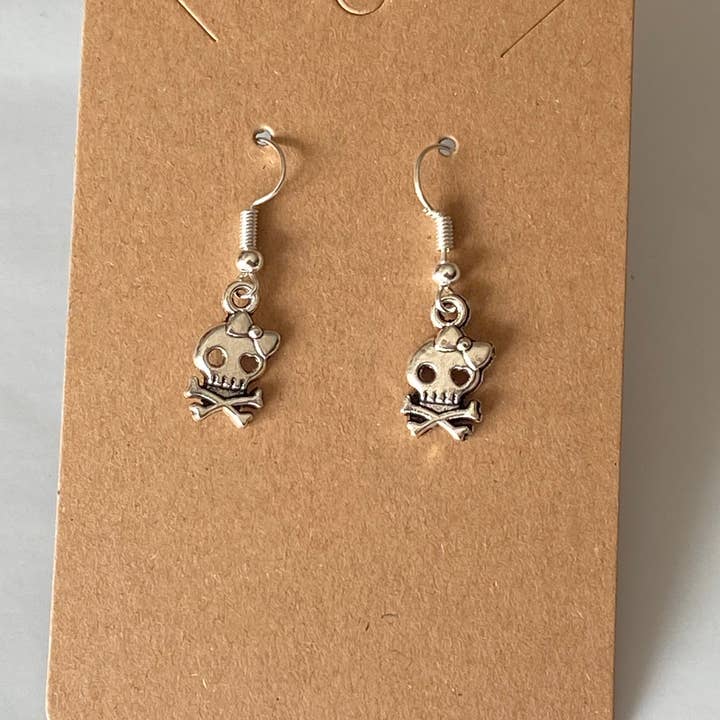 Charm Earrings - Skull & Crossbones for wholesale by KL Design Works
