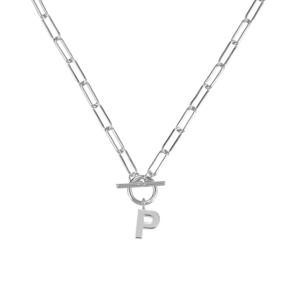 Natalie Wood Designs - Wholesale Pendant/Charm Necklace - Toggle Initial Necklace Pre-Pack, Silver16
