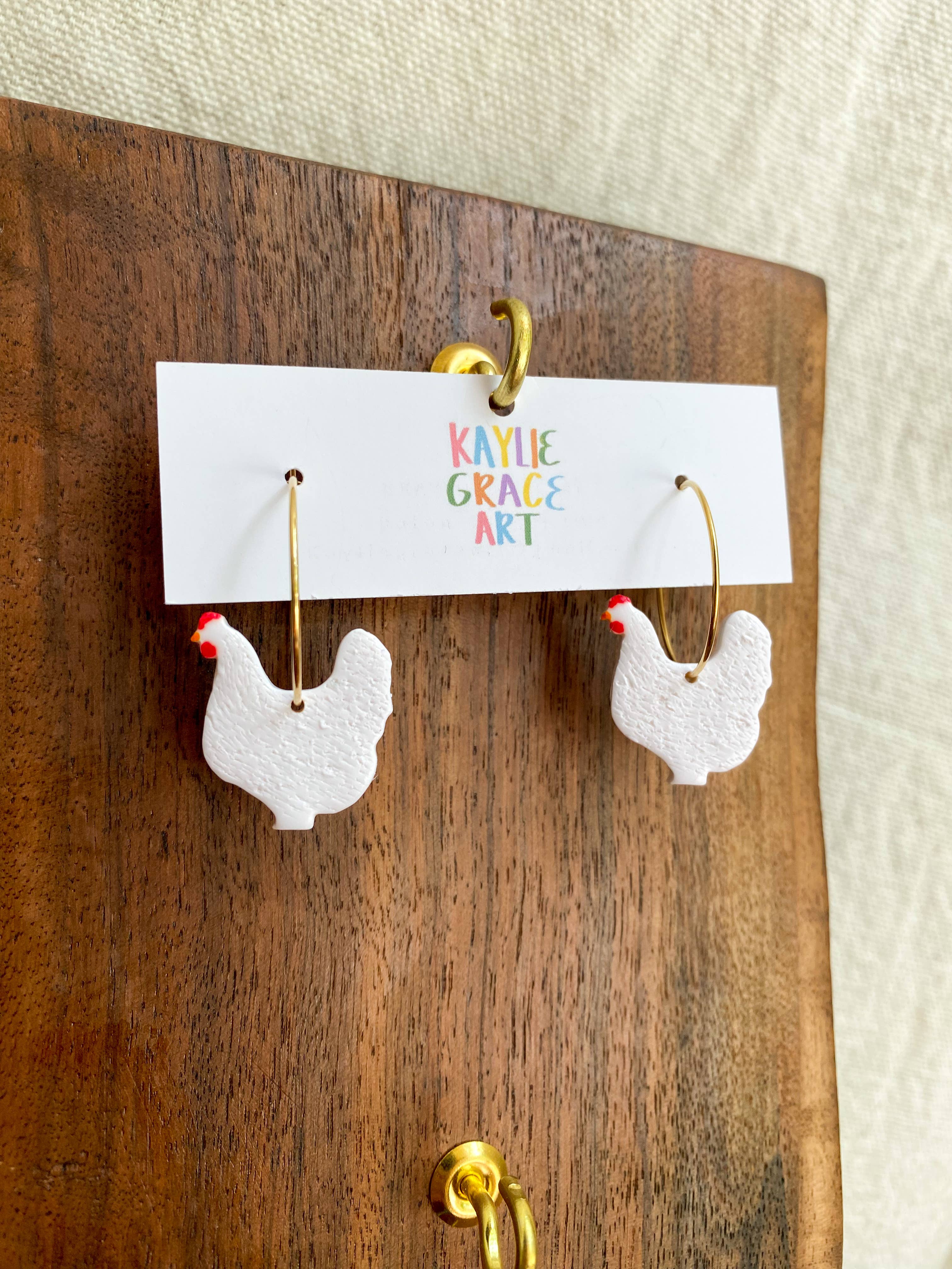 Kaylie Grace Art - Wholesale Dangle Earrings - Chicken Hoop Earrings2