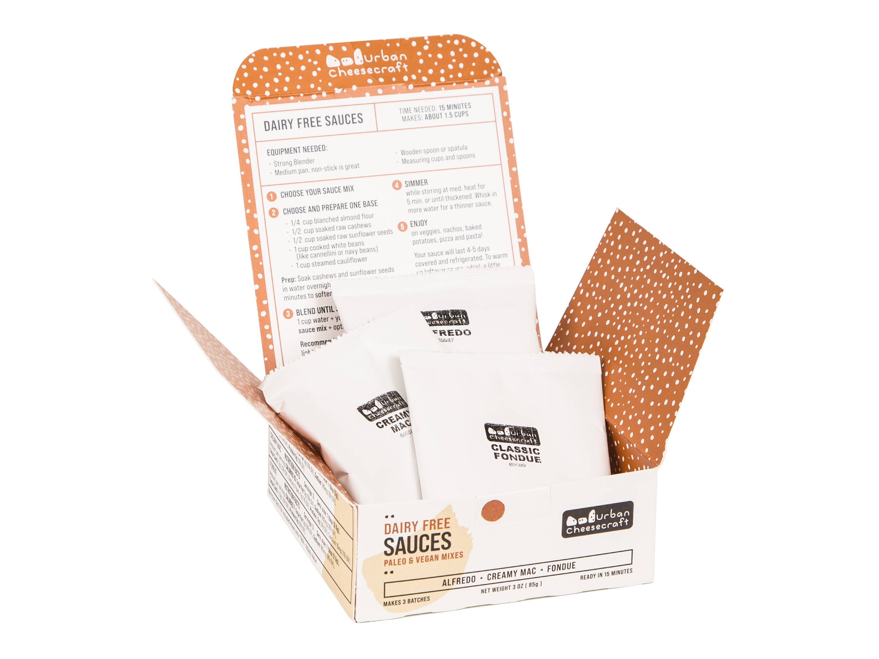 Urban Cheesecraft - Vente Coffret de cuisine - Kit de sauces au fromage végétaliennes - Préparez de l'Alfredo, une fondue et un macaroni crémeux1