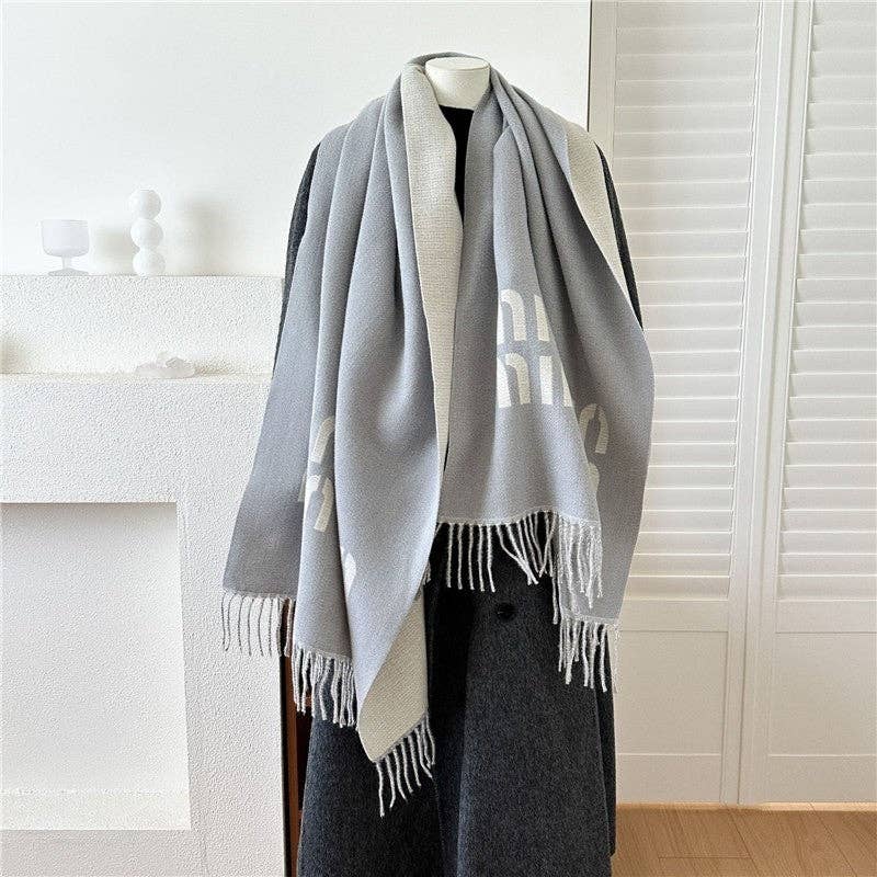 Ekartini - Wholesale Scarf - Women's - Jacquard Fringe Cashmere-Like Scarf3