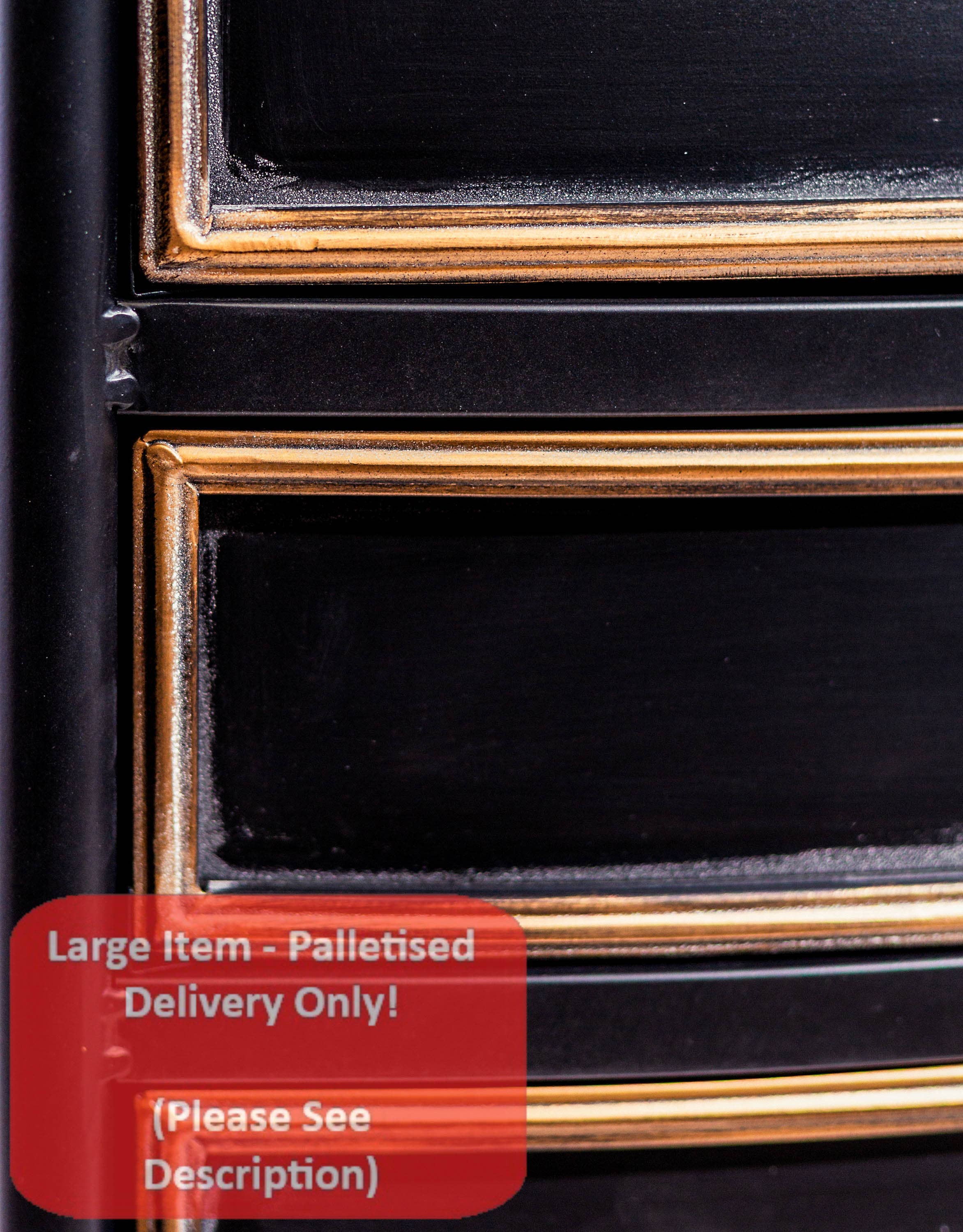McGowan & Rutherford Ltd - Wholesale Cabinet - Black And Antique Gold "Orwell" Door & Drawer Side Cabinet1