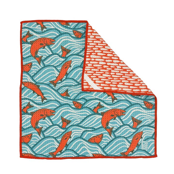 Jumping Salmon Microfiber Washcloth for wholesale by Paige Brady Design