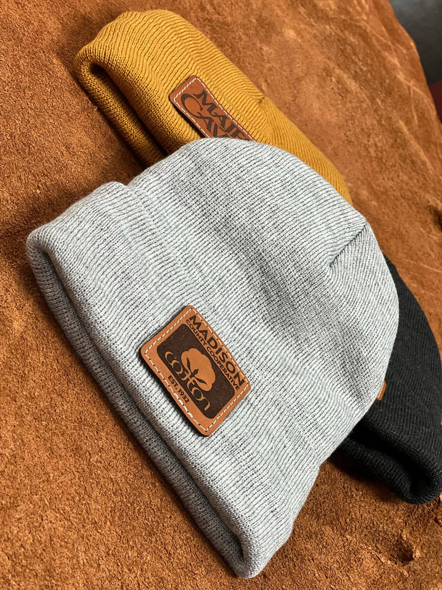 NDesigns Leather - Wholesale Beanie - Unisex - Leather Patch Sherpa Lined Beanie (with your custom logo)1