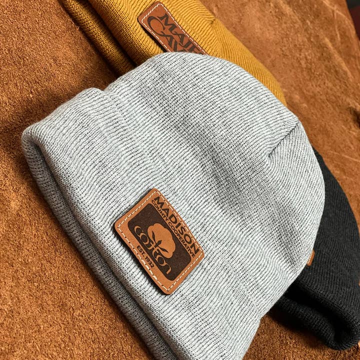 NDesigns Leather - Wholesale Beanie - Unisex - Leather Patch Sherpa Lined Beanie (with your custom logo)1