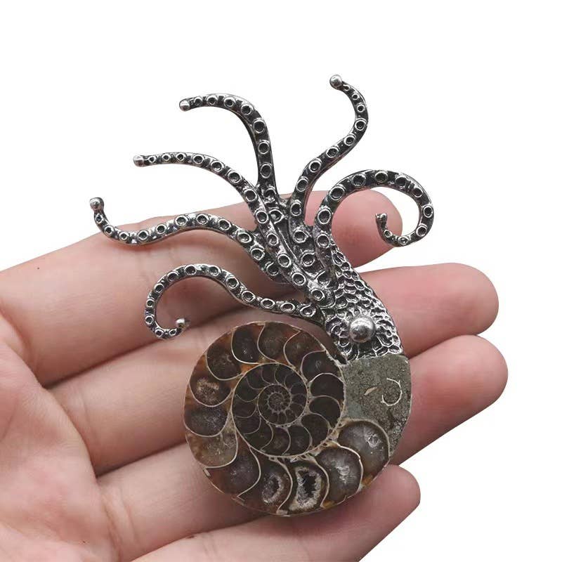 Tourtiwi - Venta al por mayor Broches - Colgantes de Broche Diseñados con Ammonite Prehistórico y Pulpo0