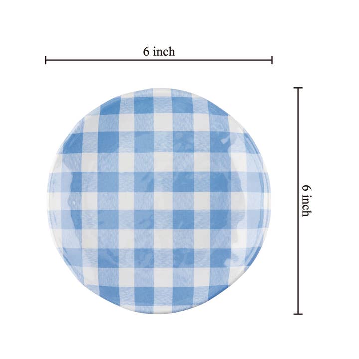 Supreme Housewares - Wholesale Dinner Plate - Gingham 6" Melamine Plates, Blue1