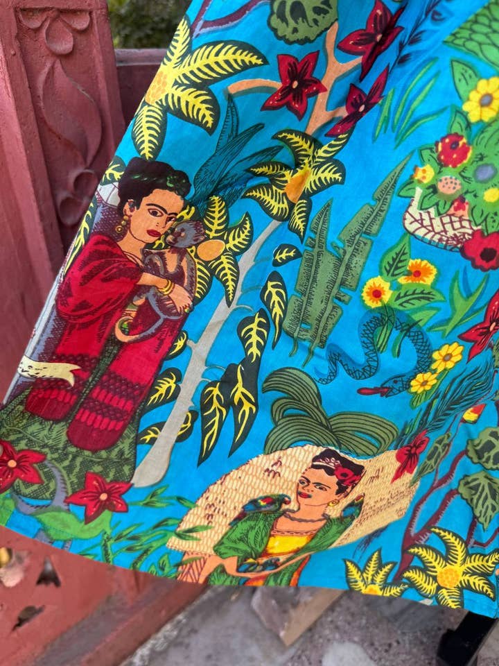 Bhawana Handicrafts - Venta al por mayor Falda - Mujer - Falda de niña con estampado de Frida Kahlo, falda de algodón indio, falda de mujer.2
