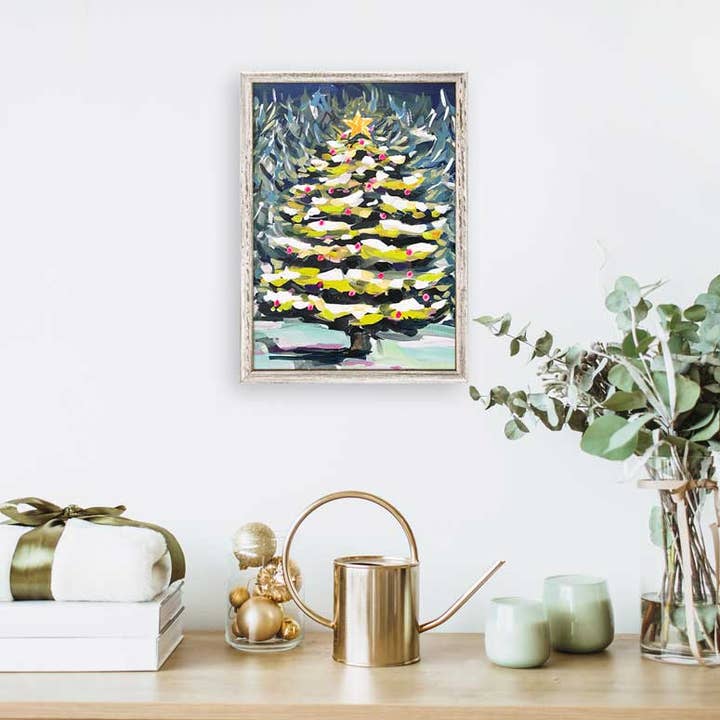 Holiday - Christmas Tree At Night Mini Framed Canvas for wholesale by GreenBox Art