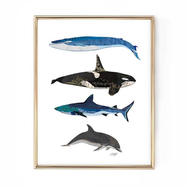 Collage de la vie marine - Art Print pour la vente par Lindsey Kay Collective