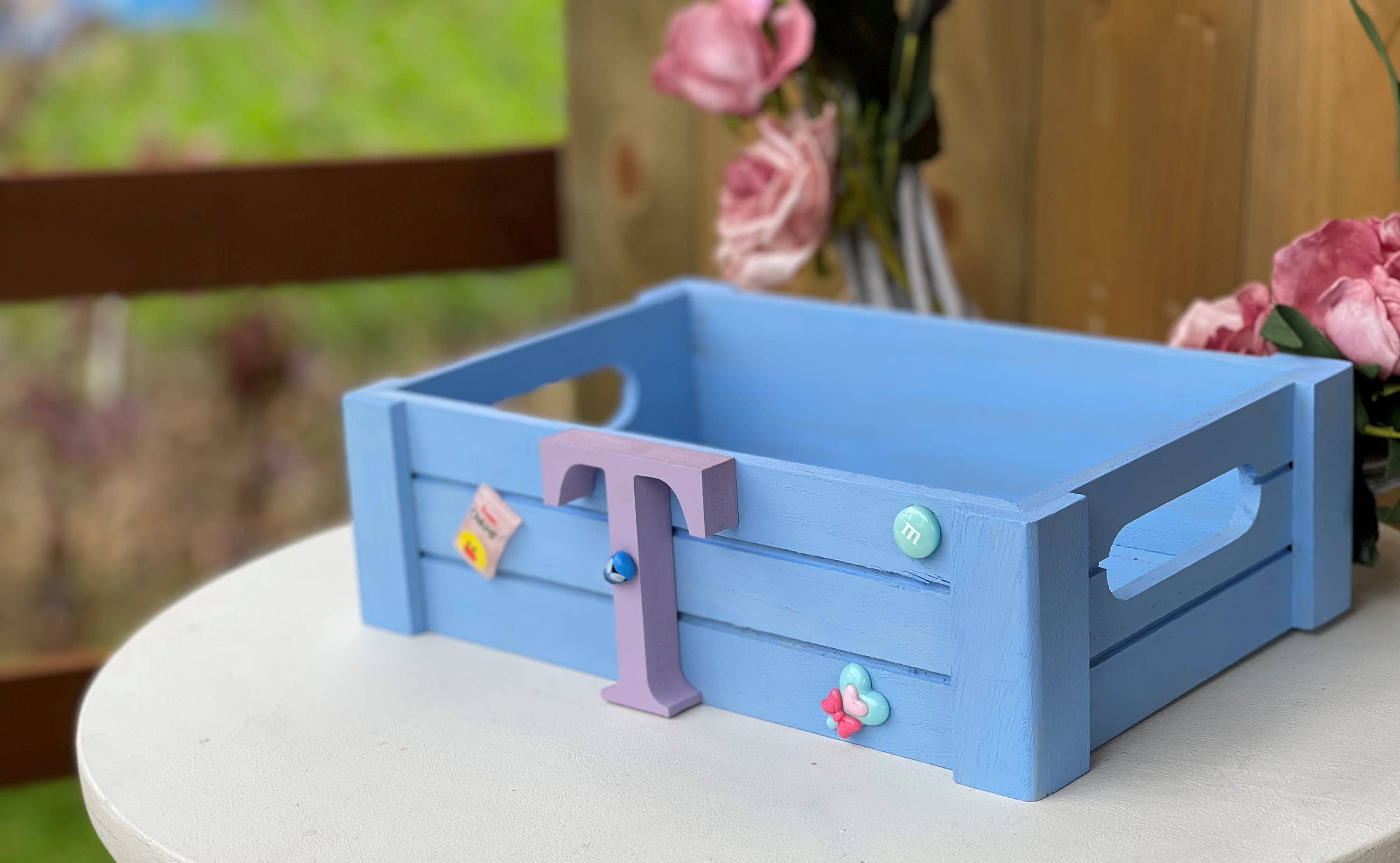 Rainbow Craft Studio – wholesale Decorative box – Personalised small wooden letter box / crate book toy teddy memories7