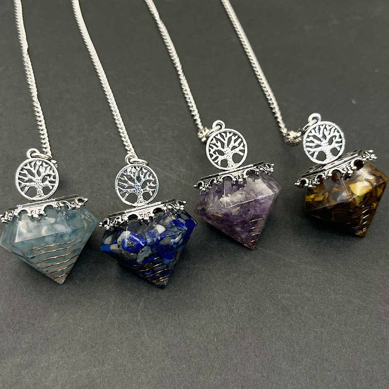 GemMeet - Venta al por mayor Piedras/cristales espirituales - Péndulo árbol de la vida de aguamarina4
