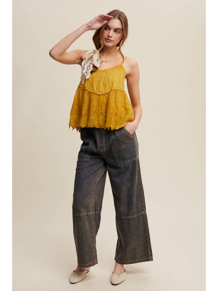 Listicle – Engroshandel Jeans - Dame – Vidbenede denimbukser med snøre i taljen21