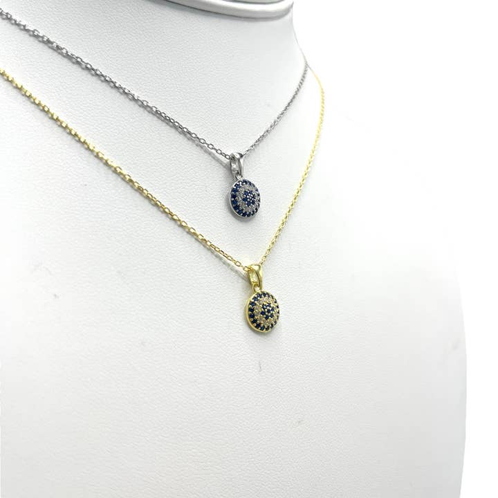 925 Sterling Silver - Small Round Evileye Necklace for wholesale by Loli