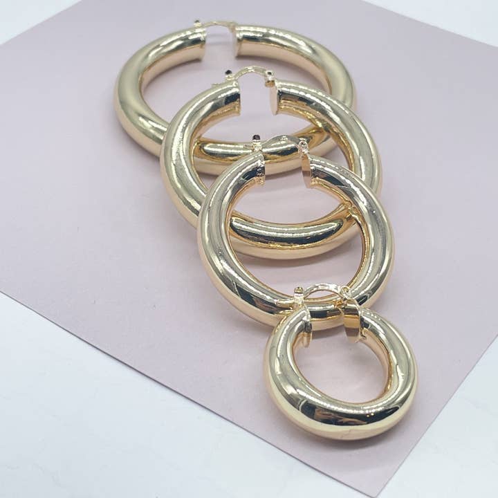 Milie Jewels – wholesale Hoop earrings – 18k Gold Filled Plain Chunky Hoop Earrings Wholesale Jewelry Making Supplies