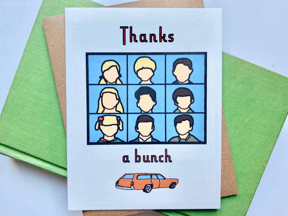 HEI LO CARDS - Wholesale Thank You Card - "Thanks a Bunch" Vintage Sitcom Thank You Card1