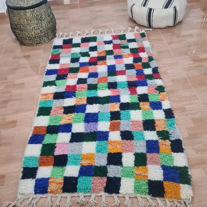 Autentisk håndknyttet Beni Ourain uldtæppe 200×300 cm 750 for engroshandel hos Maroccarpets Poufs and pillows wholesale +31648976894
