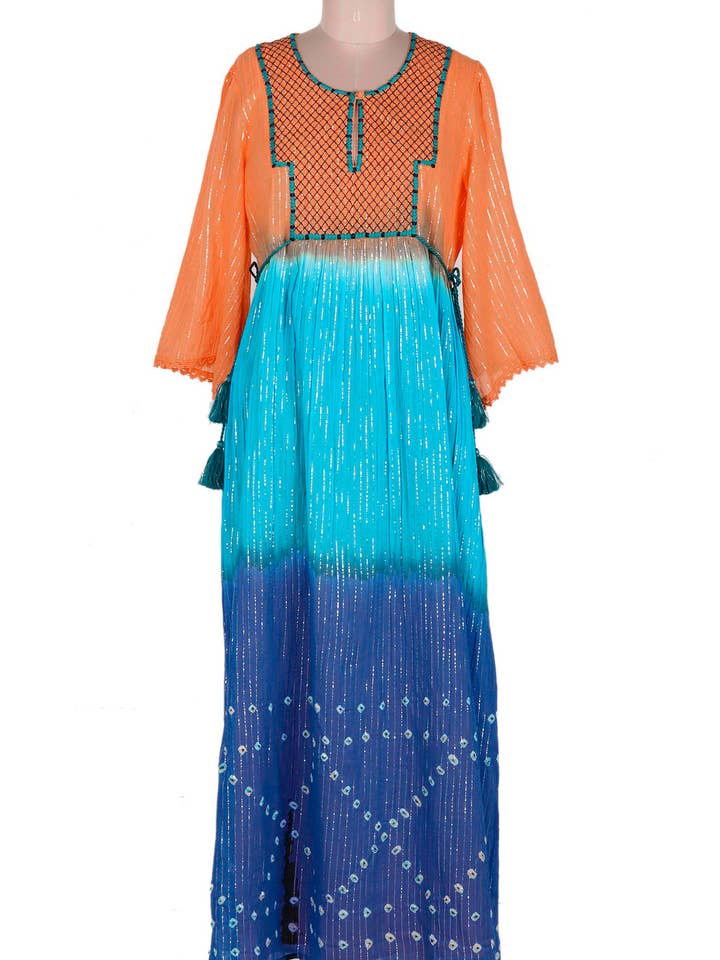 NOVICA - Wholesale Dress - Women's - Goa Spice Garden Cotton Empire Waist Maxi Dress
