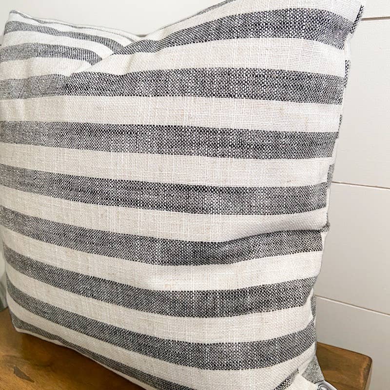 Cotton & Crate - Wholesale Throw Pillow Cover - Charcoal stripe woven pillow cover 18x18 inch1