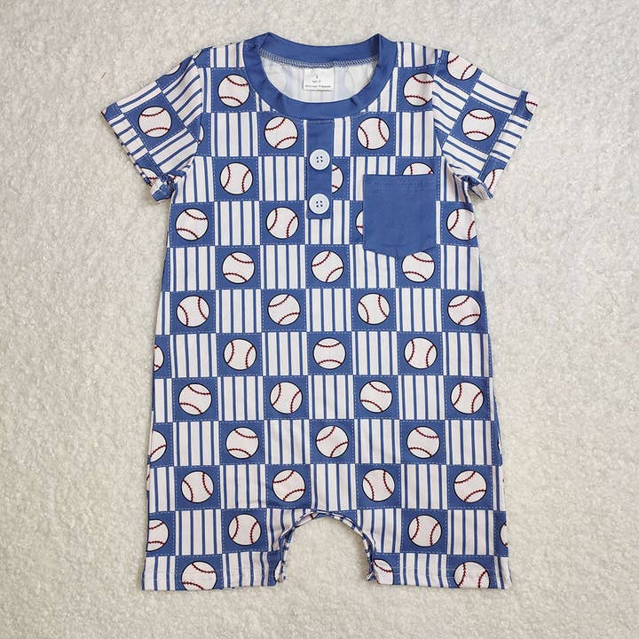 Baby Infant Boys Baseball Pockets Rompers for wholesale by Aier Wholesale
