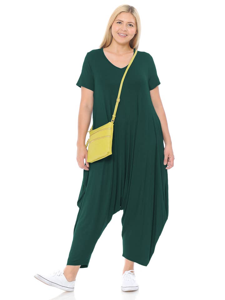 Allium - Wholesale Jumpsuit - Women's - Short Sleeve Harem Jumpsuit Plus2