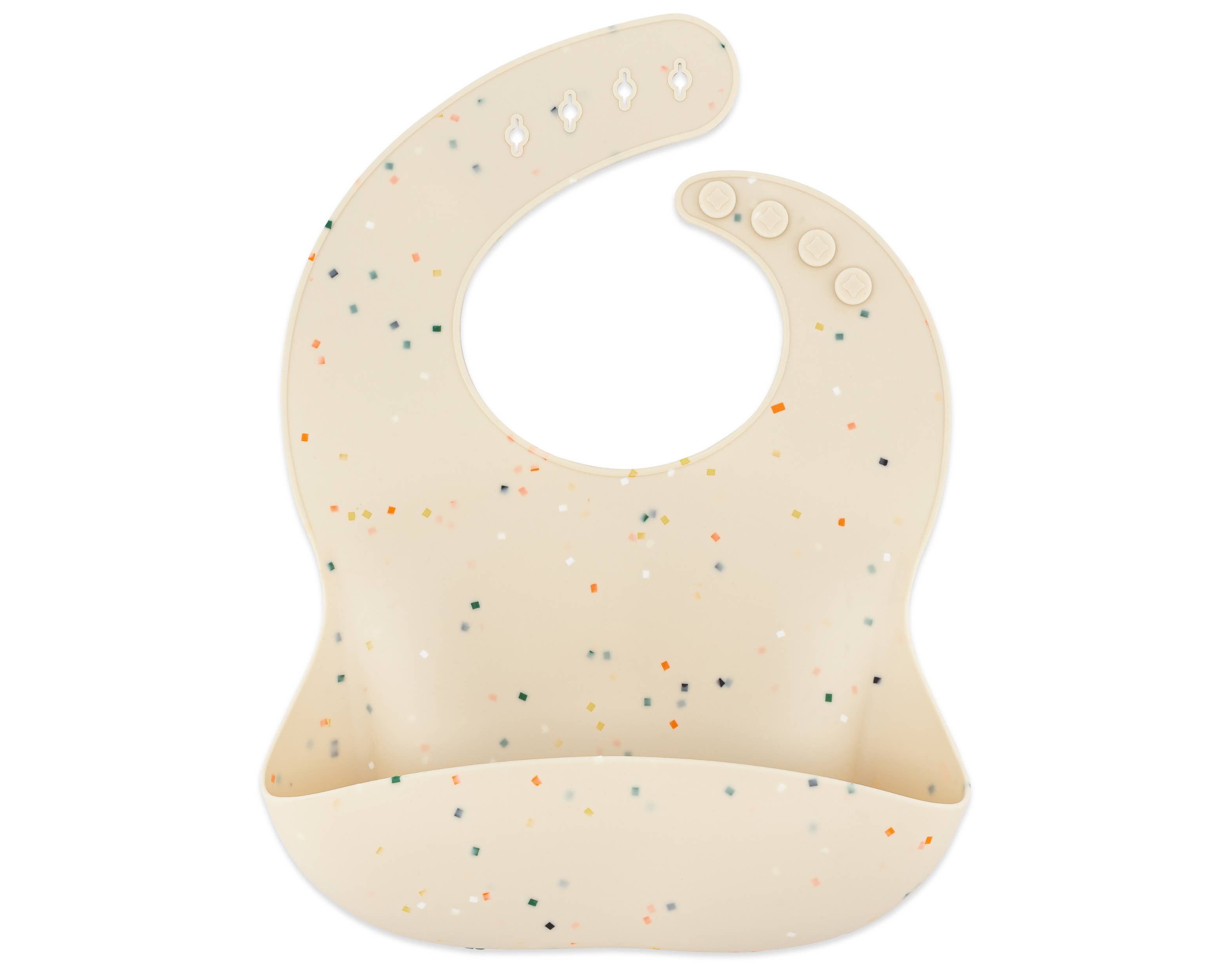 ava + oliver – Babete com bolsa - Bebé por atacado – Babador de silicone | Confete de coco