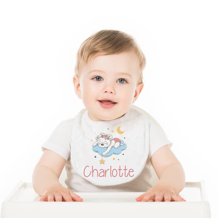 Beer in the Clouds roze gepersonaliseerde slabbetje voor wholesale door Potter's Printing