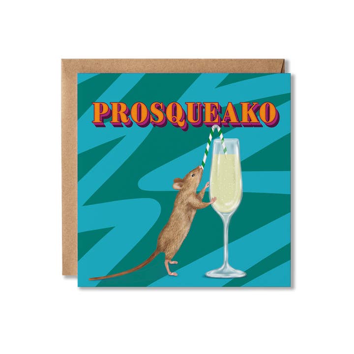 Prosecco Pun Wine Card Wineimals Prosqueako for wholesale by Badgerbee Design