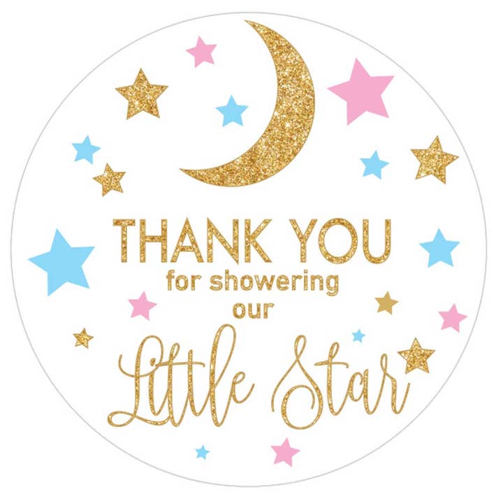1.9" stickers Baby shower favor labels twinkle star gold for wholesale by Digitaldoodlebug