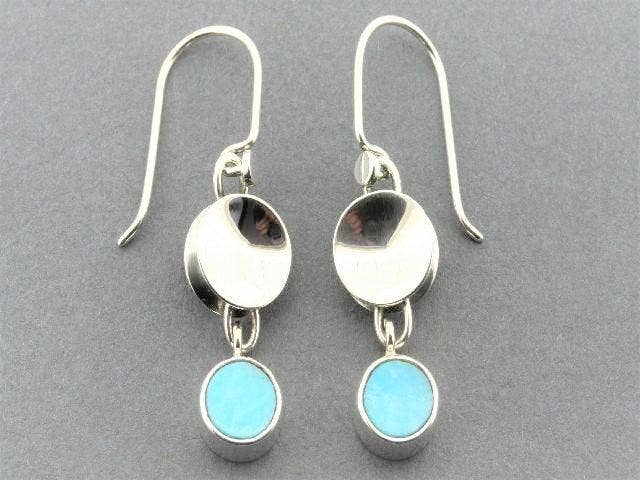 Makers & Providers - Wholesale Dangle earrings - Two Pieces Drum Earrings With Turquoise - Sterling Silver