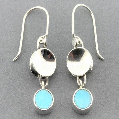 Makers & Providers - Wholesale Dangle earrings - Two Pieces Drum Earrings With Turquoise - Sterling Silver0