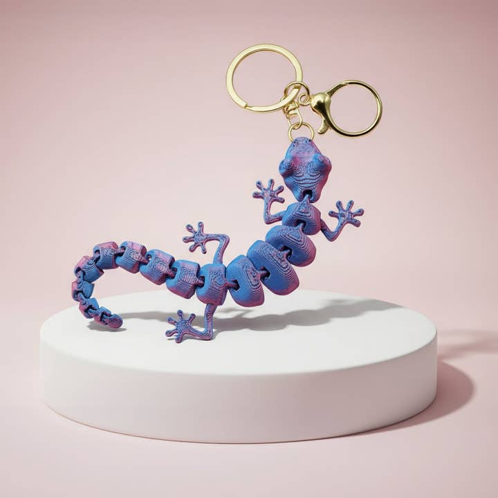 Arya Jewellery Wholesale - Wholesale Keychain - Women's - 3D Printed Articulated Fantasy Gecko : Bioplastic Fidget Key Ring3