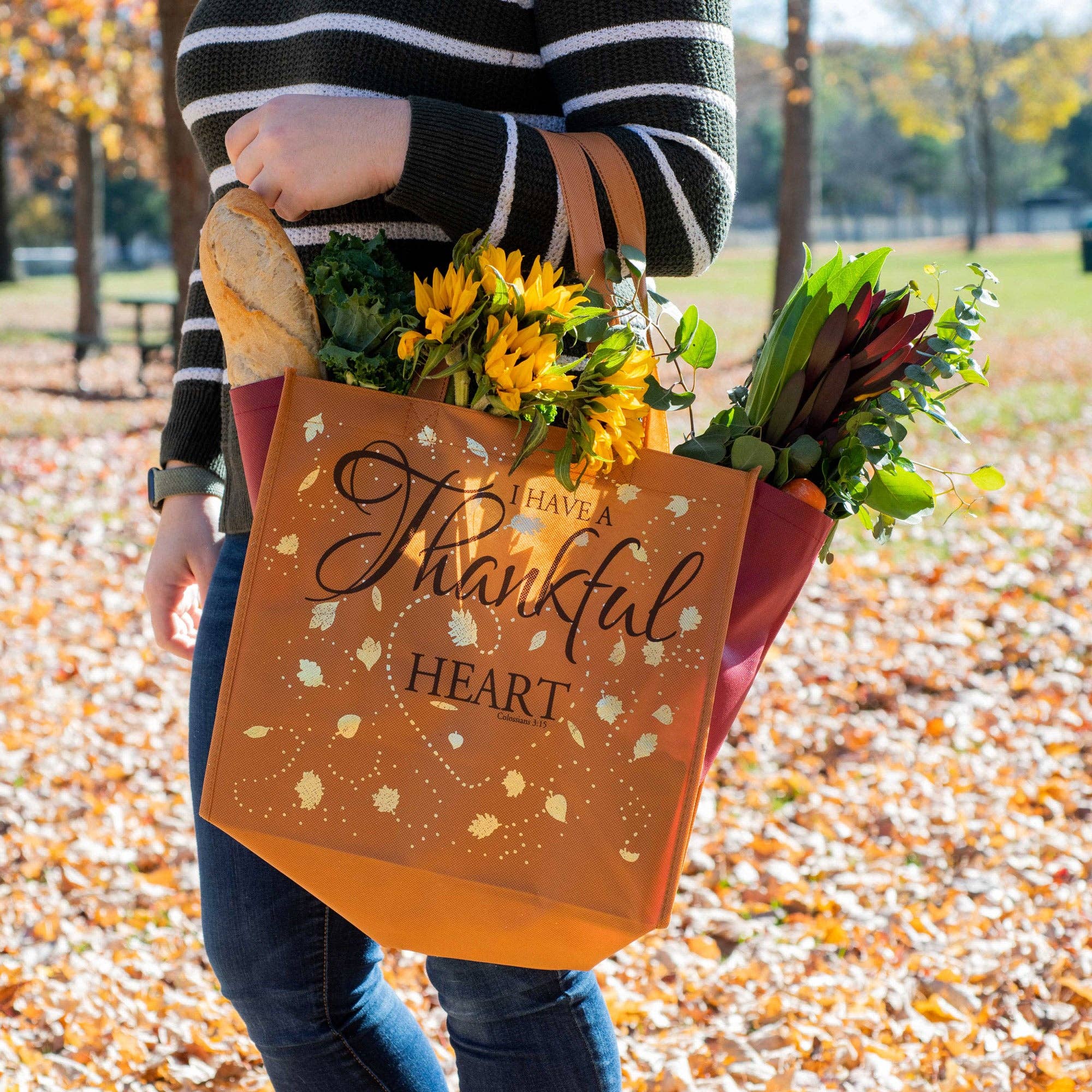 Divinity Boutique - Wholesale Tote Bag - Women's - Eco Tote: Orange Thankful Heart2