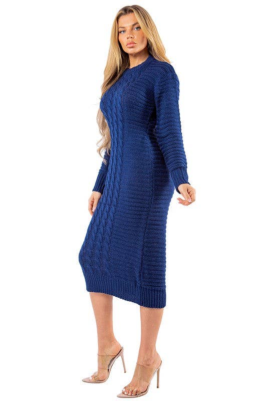 bleu ROBE LONGUE MAXI PULL FEMME en vente sur Faire3
