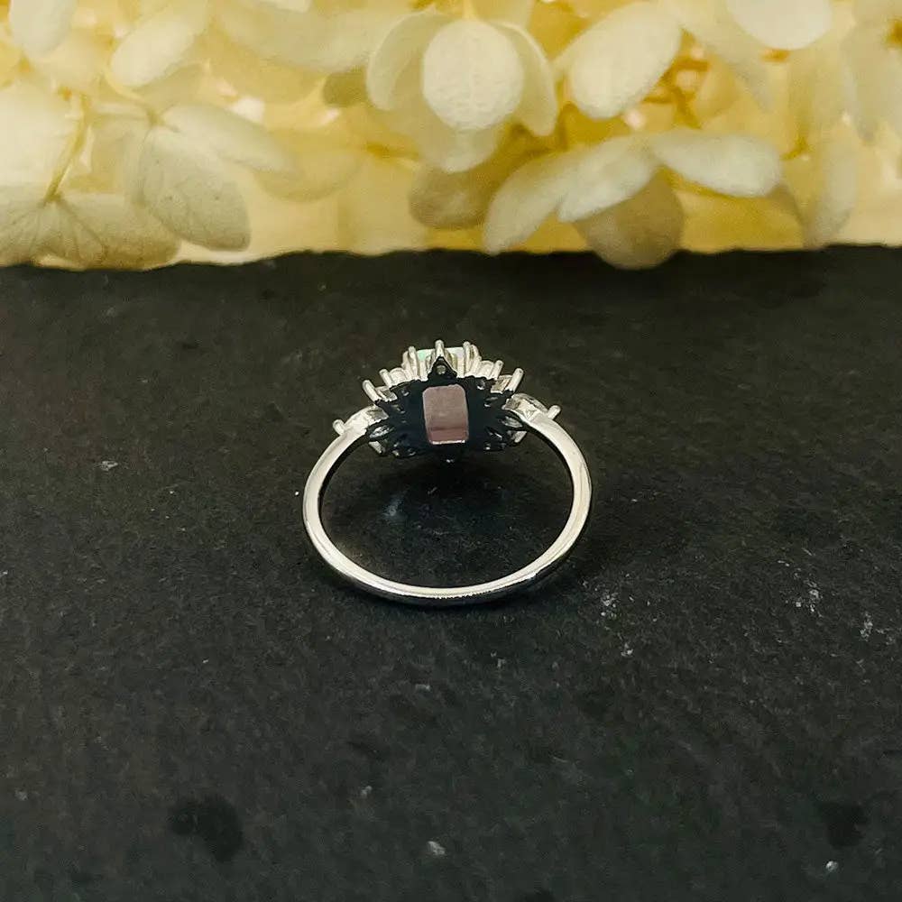 GemMeet – wholesale Multi-stone ring – S925 Silver Artificial Opal Inlaid Zircon Ring4