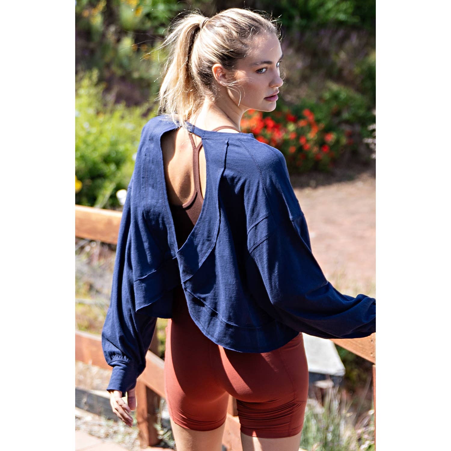 Rae Mode - Wholesale Lounge Top - Women's - COTTON SLUB OPEN BACK LONG SLEEVE TOP24