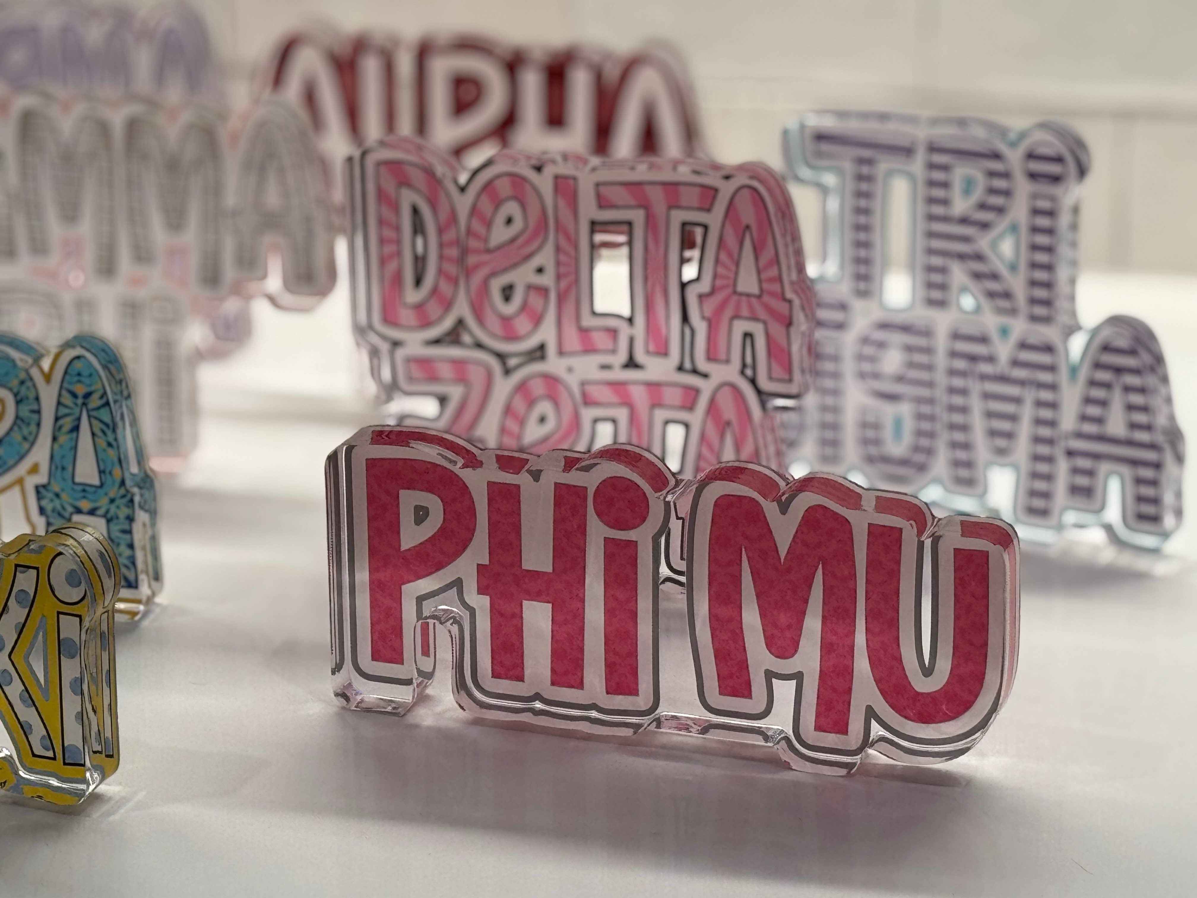 Buttongirl99 - Wholesale Decorative Tabletop Object - Sorority Acrylic Shelfie - 3/4 inch thick5