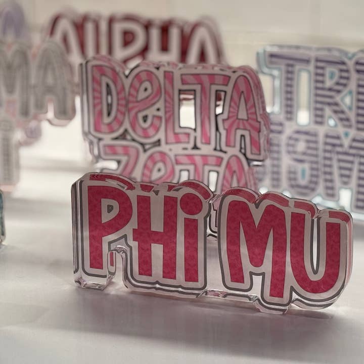 Buttongirl99 - Wholesale Decorative Tabletop Object - Sorority Acrylic Shelfie - 3/4 inch thick5