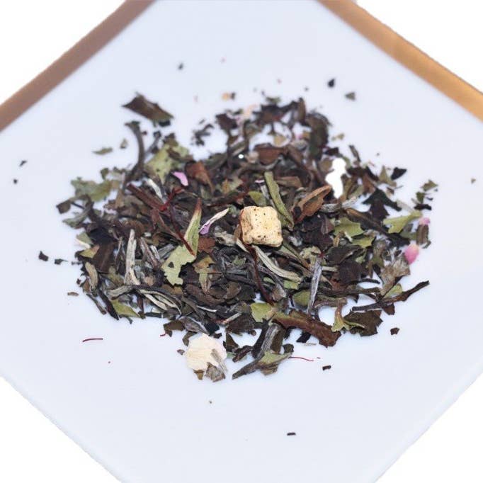 Le Safran - Vente Thés santé/détox - Thé blanc bio Mangue-Pêche-Safran,30g1